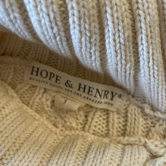 Hope & Henry Cream Knit Sweater Dress Gold Buttons, size 3 - Picture 2 of 3
